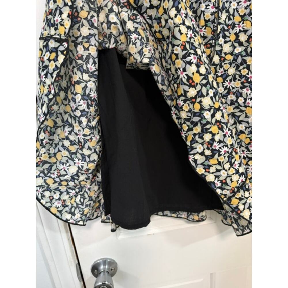 Cottagecore Floral Lemon Print‎ Midi Skirt Sz L Lined Cotton Daisy Coquette Boho - Picture 7 of 11